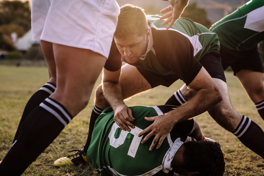 Intense Rugby Game Action